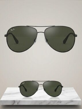 Ray-Ban Highstreet Aviator sunglasses w/ matte black frame & black lenses